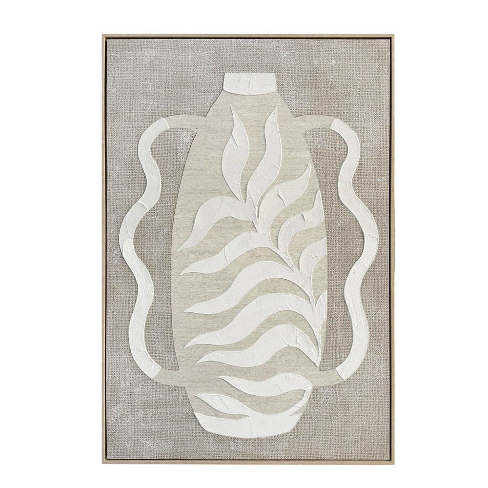 WHEAT ΠΙΝΑΚΑΣ ΔΙΑΚΟΣΜΗΤΙΚΟΣ ΜΕ ΚΟΡΝΙΖΑ 80x120x4cm ΚΑΜΒΑΣ ΜΠΕΖ ΛΕΥΚΟ ΞΥΛΟ