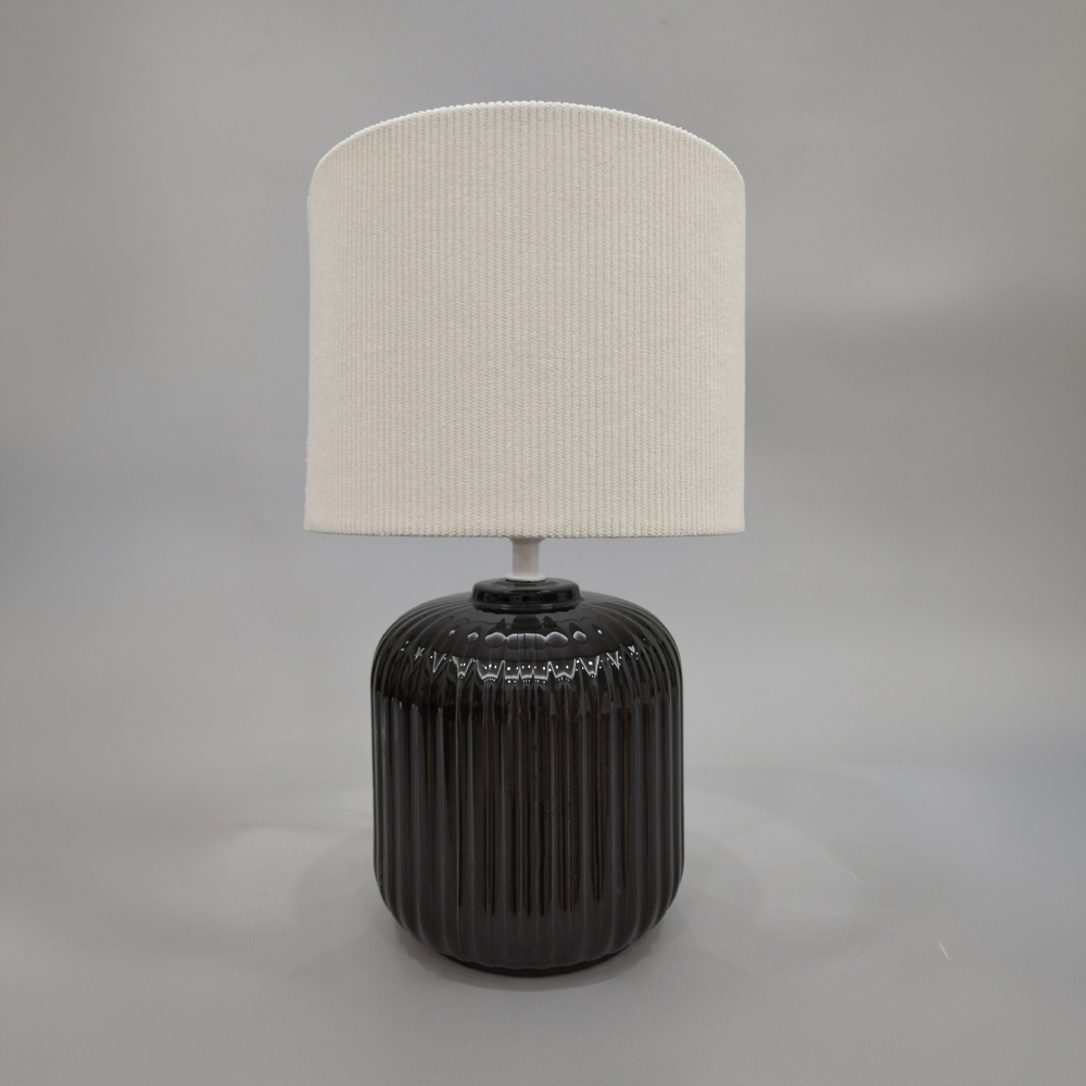 NIM ΦΩΤΙΣΤΙΚΟ ΕΠΙΤΡΑΠΕΖΙΟ 20x20x34cm ΚΕΡΑΜΙΚΟ ΜΑΥΡΟ ΥΦΑΣΜΑ ΛΕΥΚΟ