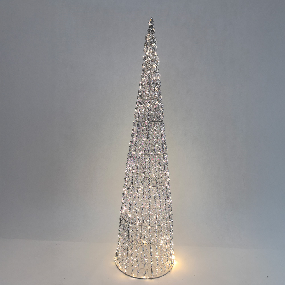 SILVEN XMAS LED ΔΕΝΤΡΟ ΘΕΡΜΟ ΦΩΣ 25x25x100cm ΣΙΔΕΡΟ ΑΣΗΜΙ PET