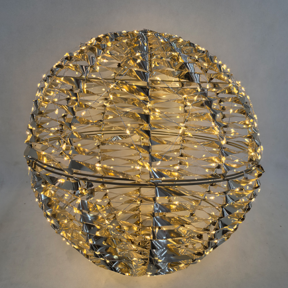 LINI XMAS LED ΜΠΑΛΑ ΘΕΡΜΟ ΦΩΣ 50x50x50cm ΣΙΔΕΡΟ ΧΡΥΣΟ PET