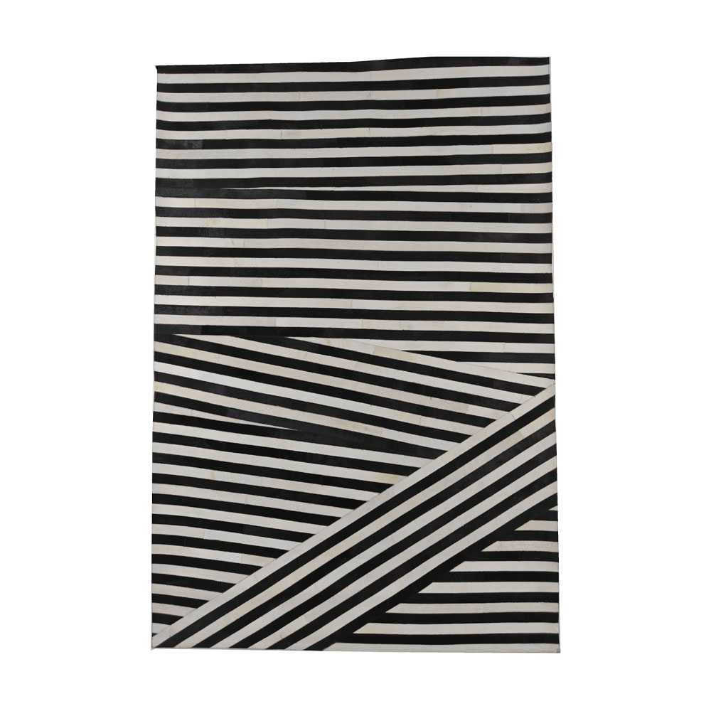 ZEBRA ΧΑΛΙ ΣΑΛΟΝΙΟΥ 200x300cm ΔΕΡΜΑ ΜΑΥΡΟ ΛΕΥΚΟ ΜΑΛΛΙΝΟ