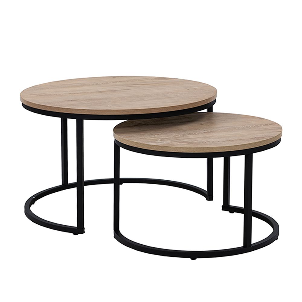 MINO COFFEE TABLE SET 2ΤΕΜ SONOMA DECAPE ΜΑΥΡΟ 74x74x47