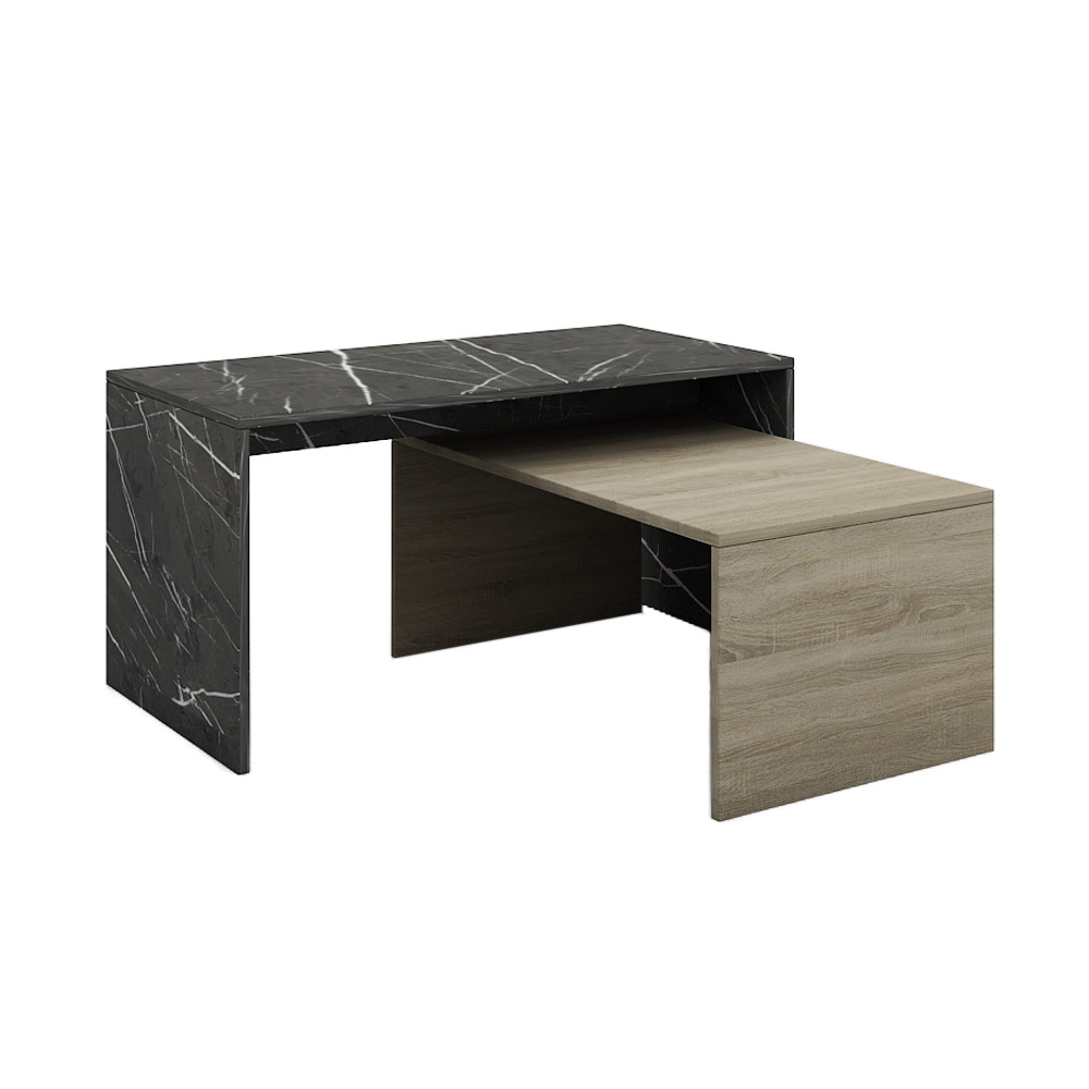 PETRA DUO COFFEE TABLE ΠΕΤΡΑ SONOMA ΣΚΟΥΡΟ 90x45x45