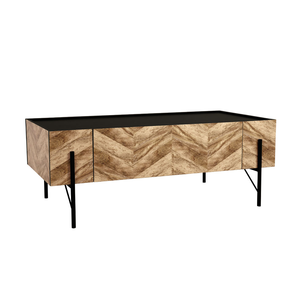 PARKE COFFEE TABLE ΜΑΥΡΟ ΦΥΣΙΚΟ ΜΕ PATTERN ΜΑΥΡΟ 120x63x45