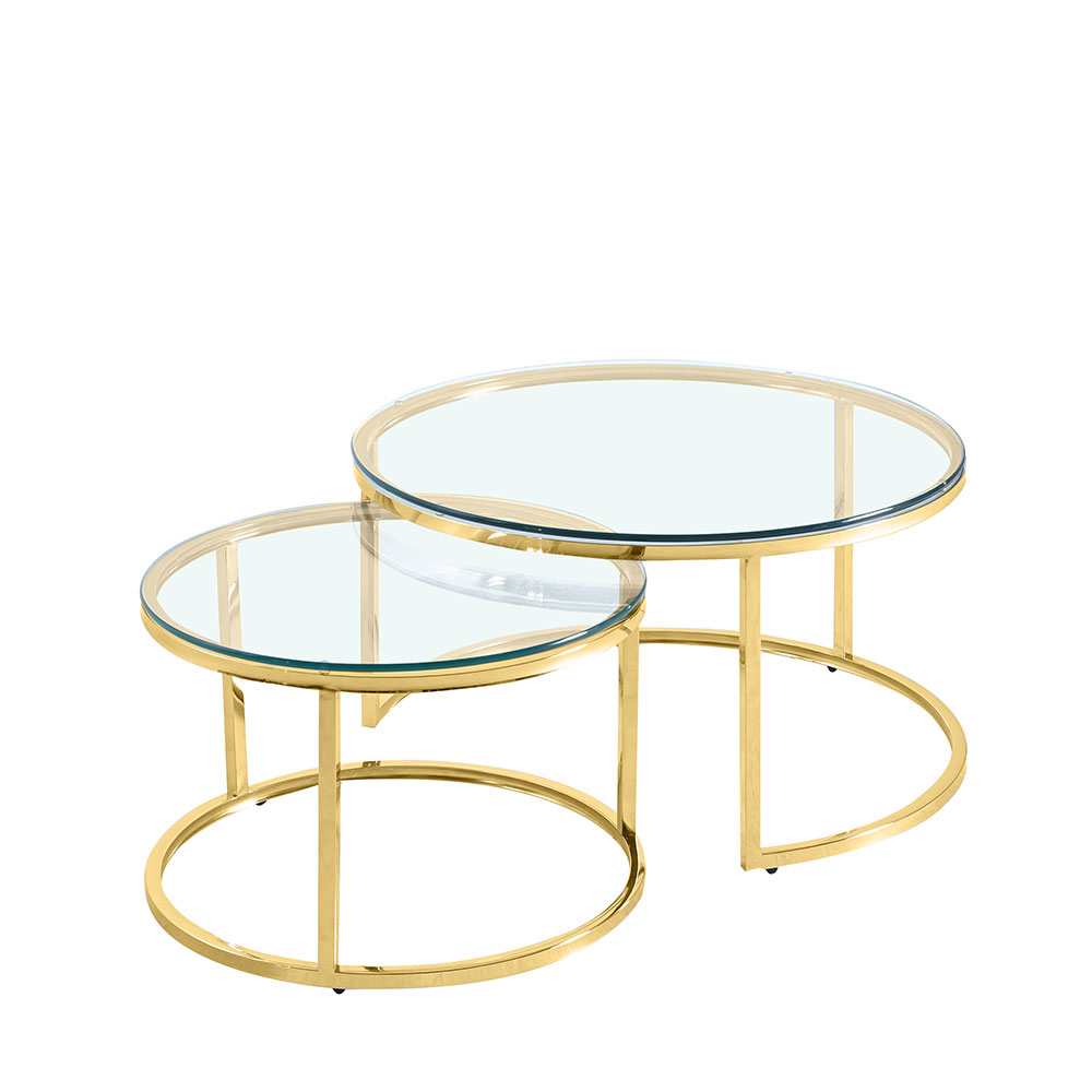 LUSACA COFFEE TABLE ΧΡΥΣΟ ΔΙΑΦΑΝΟ 80x80xH43cm