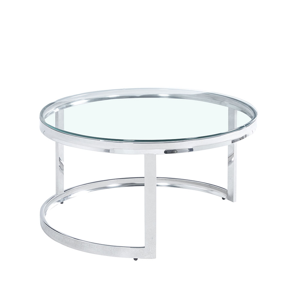 LOUXOR COFFEE TABLE ΑΣΗΜΙ ΔΙΑΦΑΝΟ 80x80x43