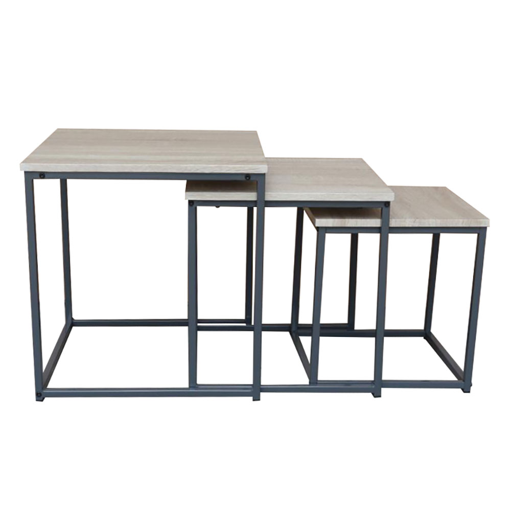 PLEGMA COFFEE TABLE SET 3ΤΕΜ SONOMA ΜΑΥΡΟ 48x48x50