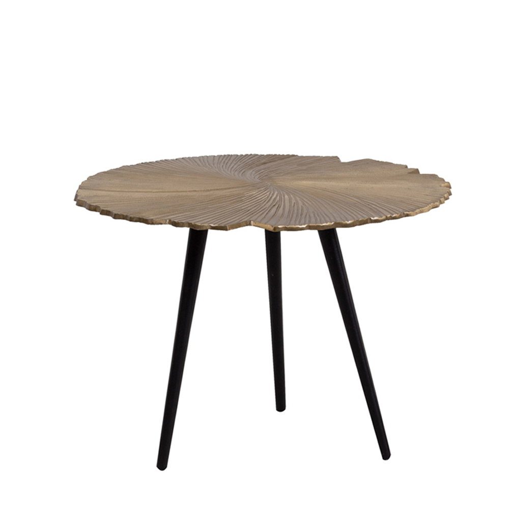 LEAF 50 SIDE TABLE ΧΡΥΣΟ ΜΑΤ ΜΑΥΡΟ 50x50x36