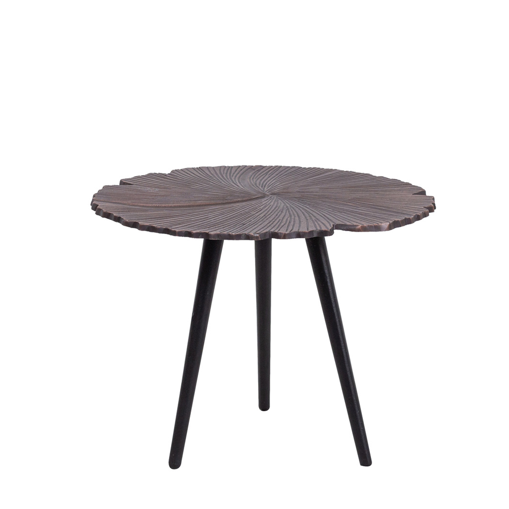 LEAF 40 SIDE TABLE COPPER ANTIQUE ΜΑΥΡΟ 40x40x32