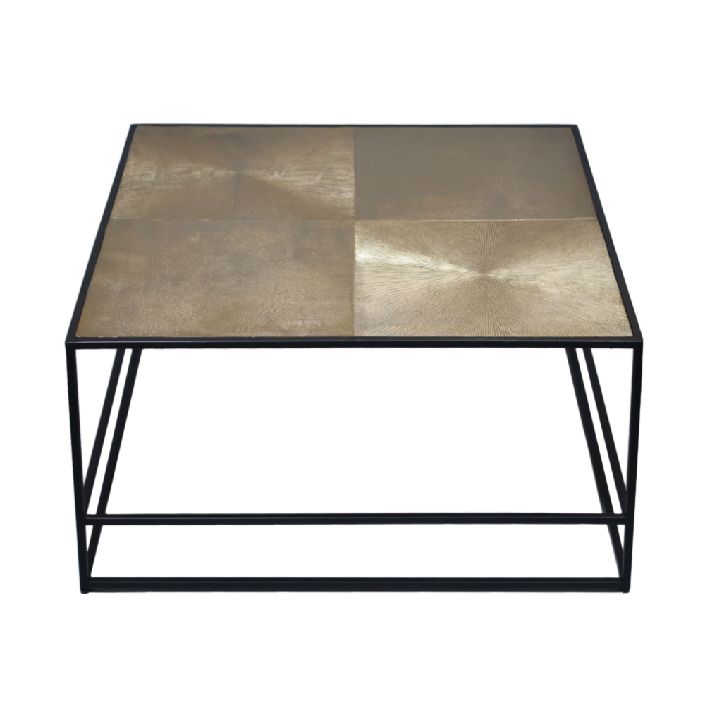 HADSTON COFFEE TABLE ΧΡΥΣΟ ΜΑΥΡΟ ΜΑΥΡΟ 80x80x40