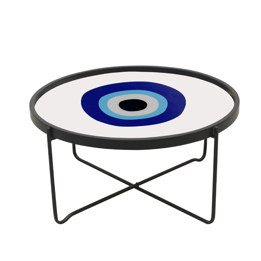 BLUE EYES COFFEE TABLE ΠΟΛΥΧΡΩΜΟ ΜΕ PATTERN ΛΕΥΚΟ 75x75x37.5