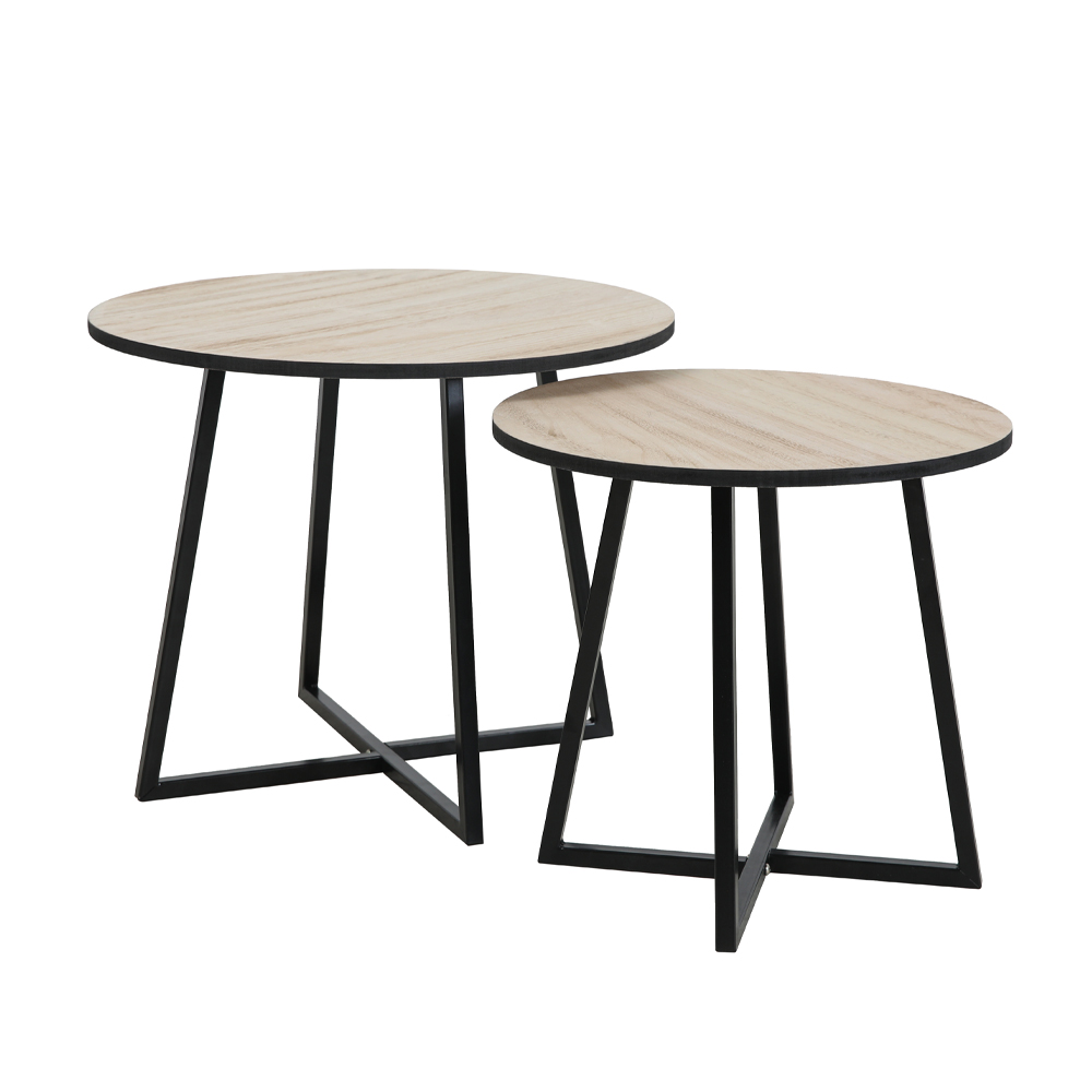 CRUZ SIDE TABLE SET 2ΤΕΜ ΦΥΣΙΚΟ ΜΑΥΡΟ 50x50x40