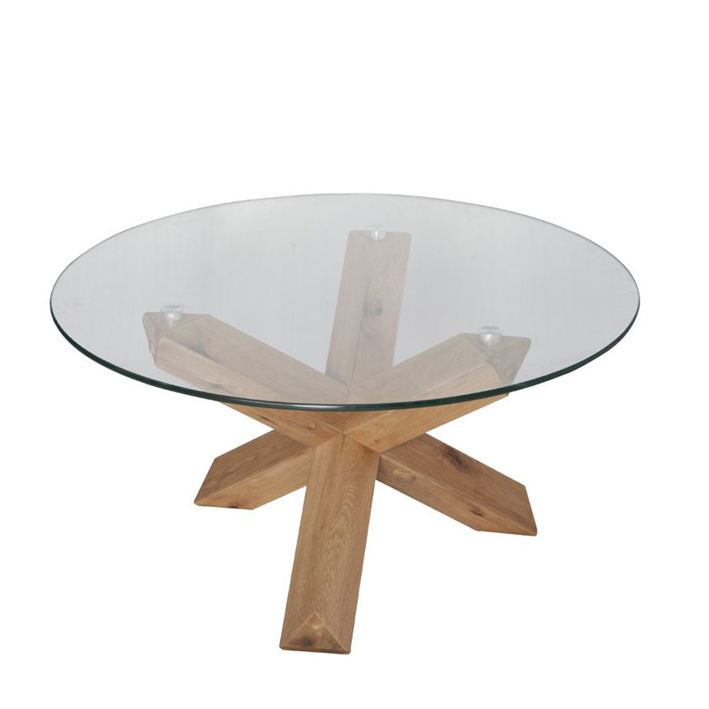 GLASS COFFEE TABLE ΔΙΑΦΑΝΟ OAK 80x80x42