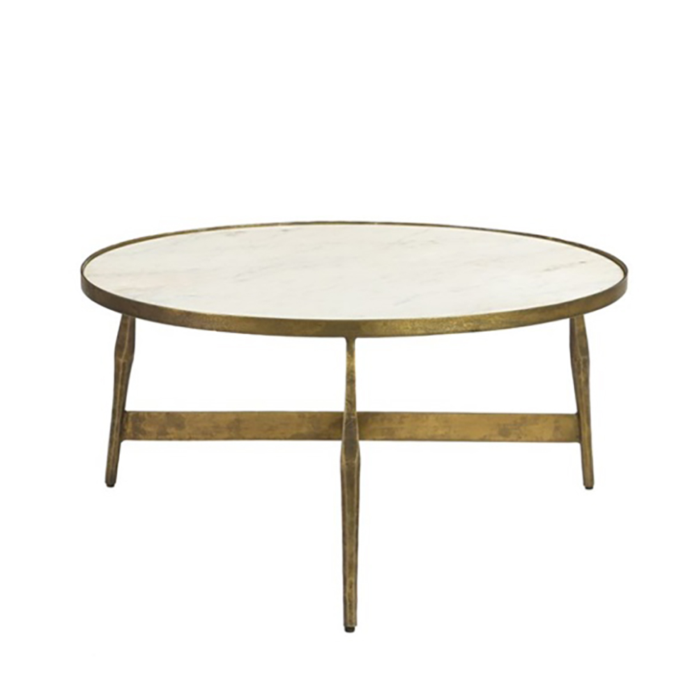 BLANCHE COFFEE TABLE ΛΕΥΚΟ BRASS ANTIQUE 81x81xH41cm