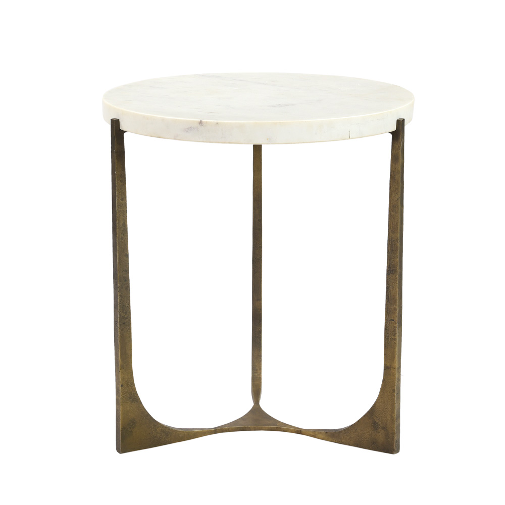 BLANCHE SIDE TABLE ΛΕΥΚΟ BRASS ANTIQUE 55x55x61