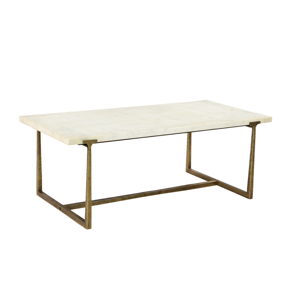 BAKARI COFFEE TABLE ΛΕΥΚΟ BRASS ANTIQUE 122x61x44.5