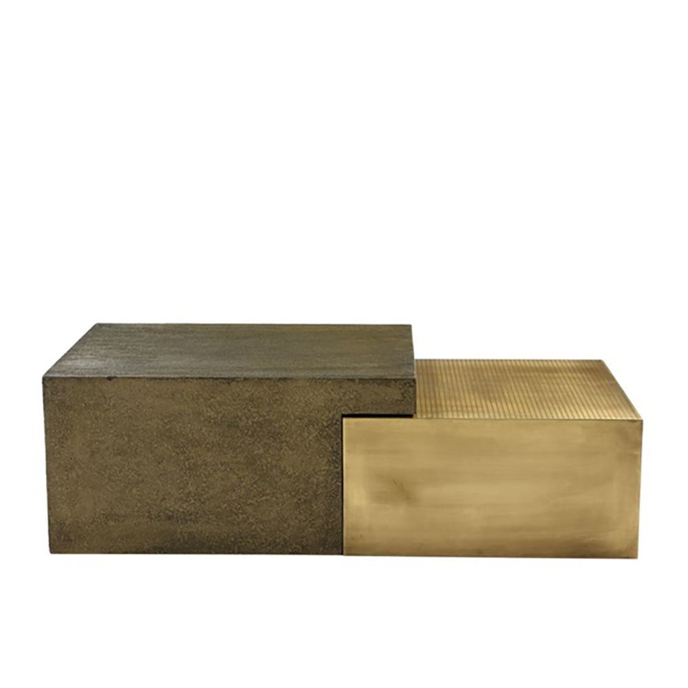 CONTACTO COFFEE TABLE SET 2ΤΕΜ BRASS ANTIQUE ΧΡΥΣΟ ANTIQUE 122x61x38