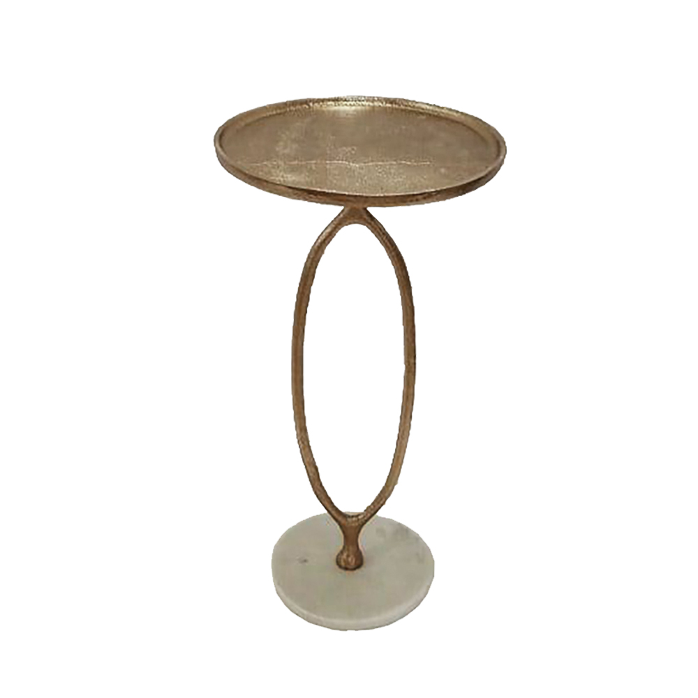 BODI 58,5 SIDE TABLE ΧΡΥΣΟ ANTIQUE ΛΕΥΚΟ ΜΑΡΜΑΡΟ 30,5x30,5xH58,5cm