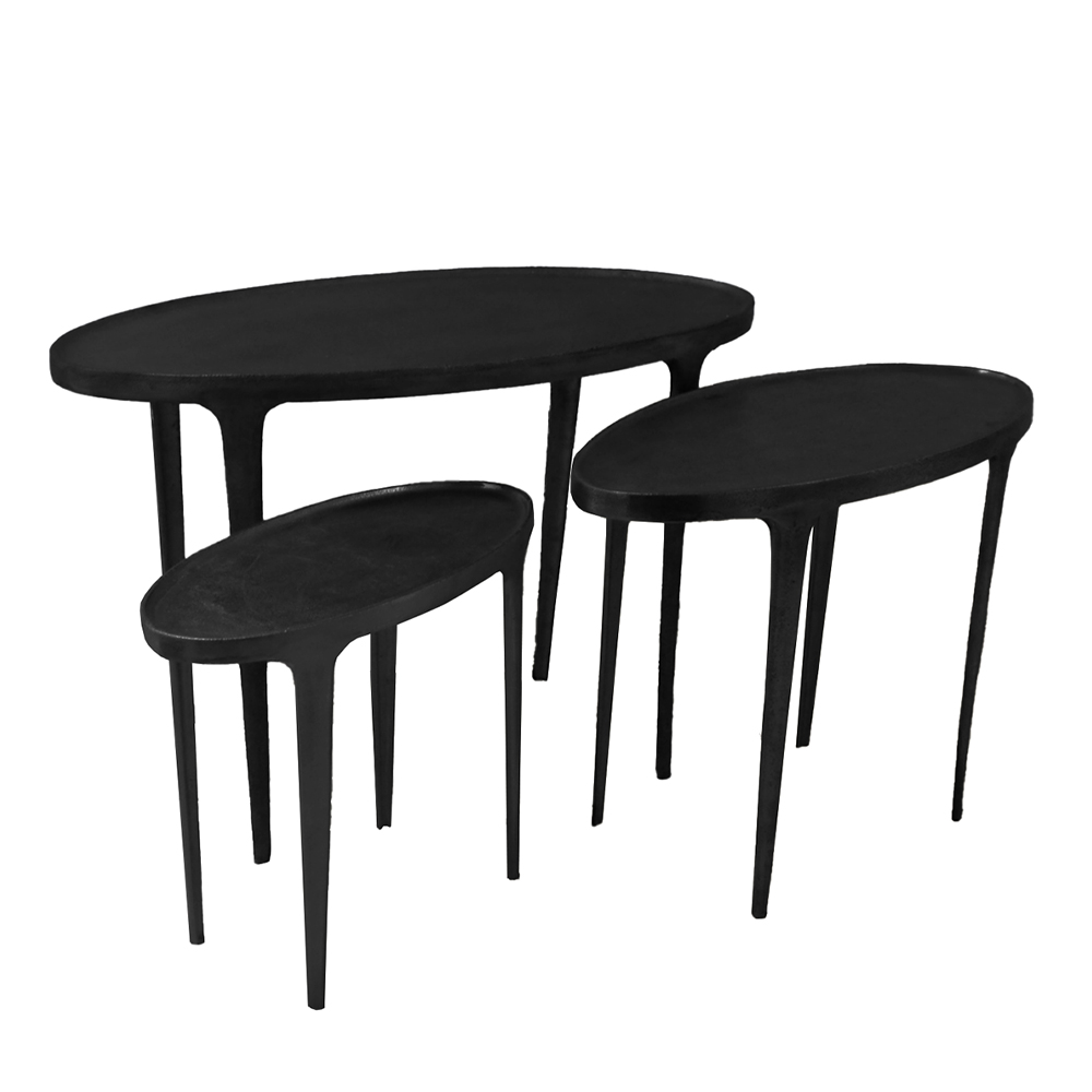 LANDING COFFEE TABLE SET 3ΤΕΜ ΜΑΥΡΟ 89x41x61.5