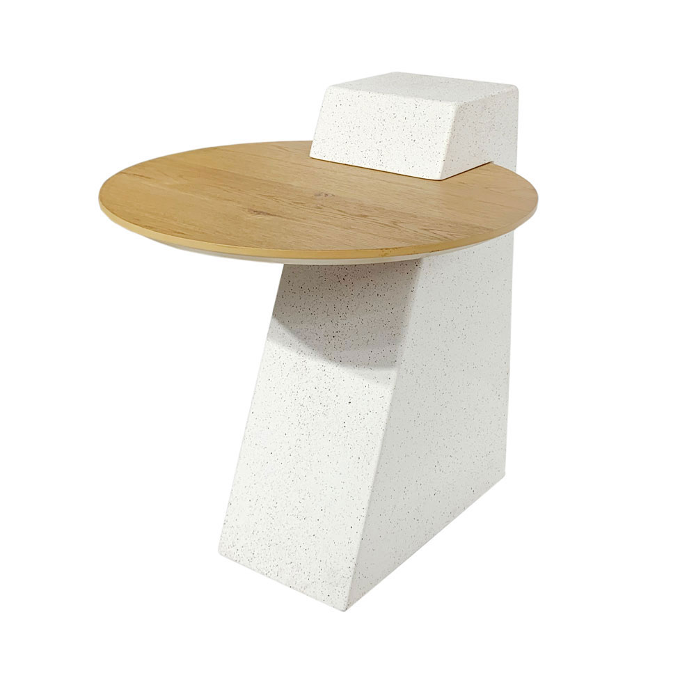 ASSYMETRON SIDE TABLE ΦΥΣΙΚΟ ΓΚΡΙ ΑΝΟΙΧΤΟ 51x45x51