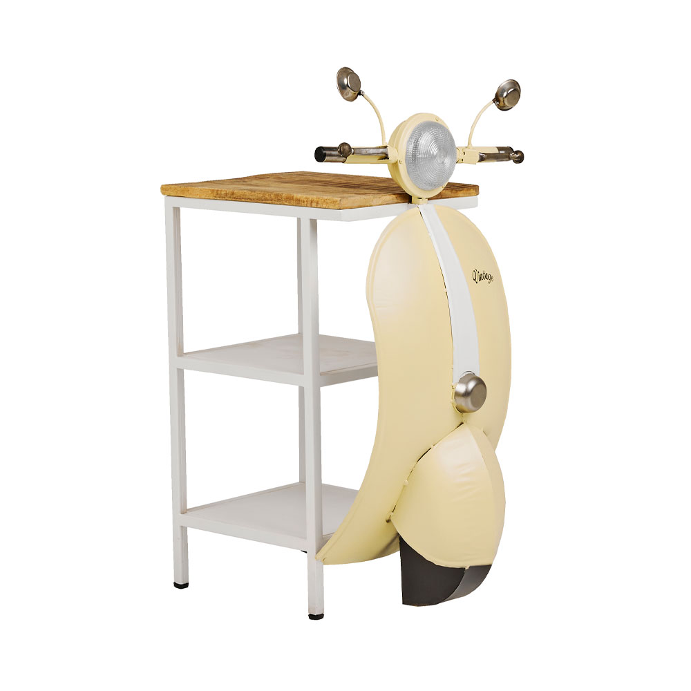 MINI VESPA SIDE TABLE ΜΕ ΡΑΦΙΑ CREAM ΛΕΥΚΟ ΦΥΣΙΚΟ 61x45x88