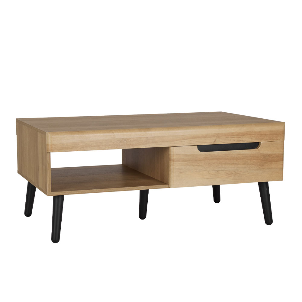 GRIF COFFEE TABLE 2ΣΥΡΤΑΡΙΑ ΦΥΣΙΚΟ ΜΑΥΡΟ 107x67x46