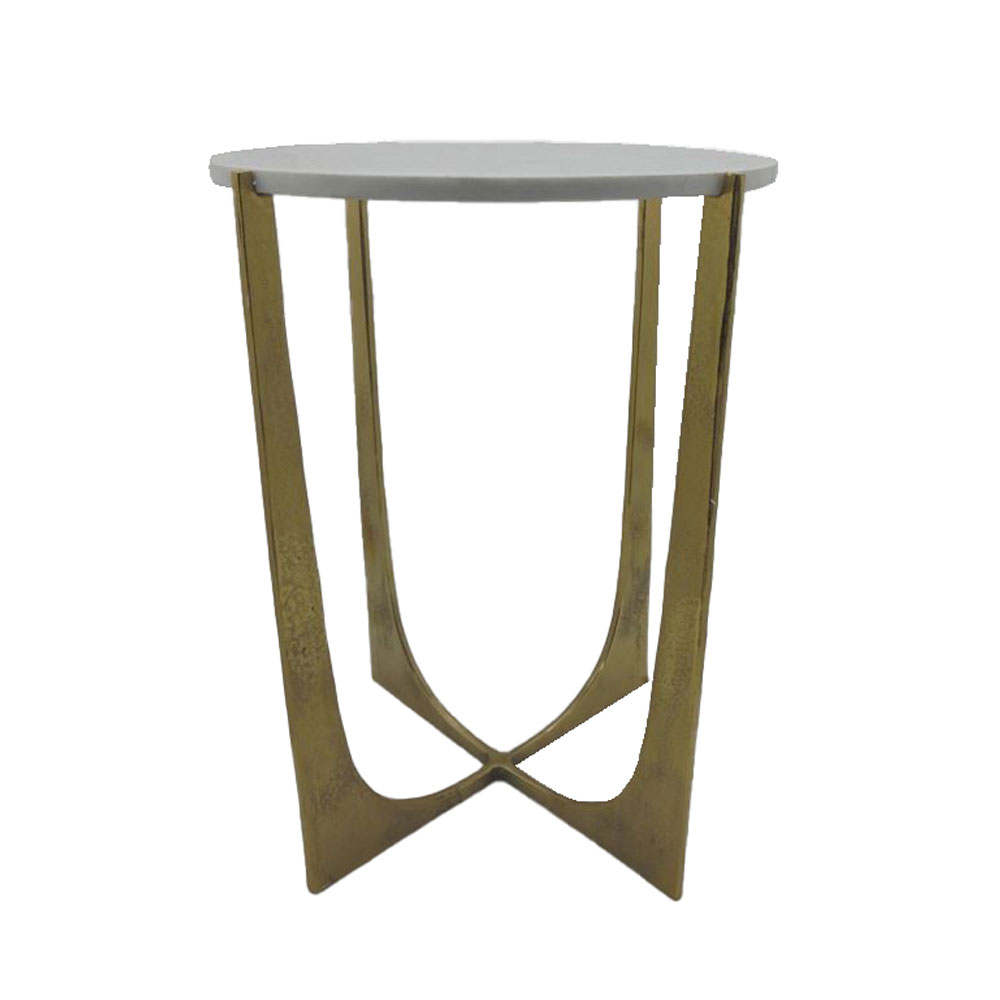 DION SIDE TABLE ΧΡΥΣΟ ΛΕΥΚΟ 43.25x43.25x67.25