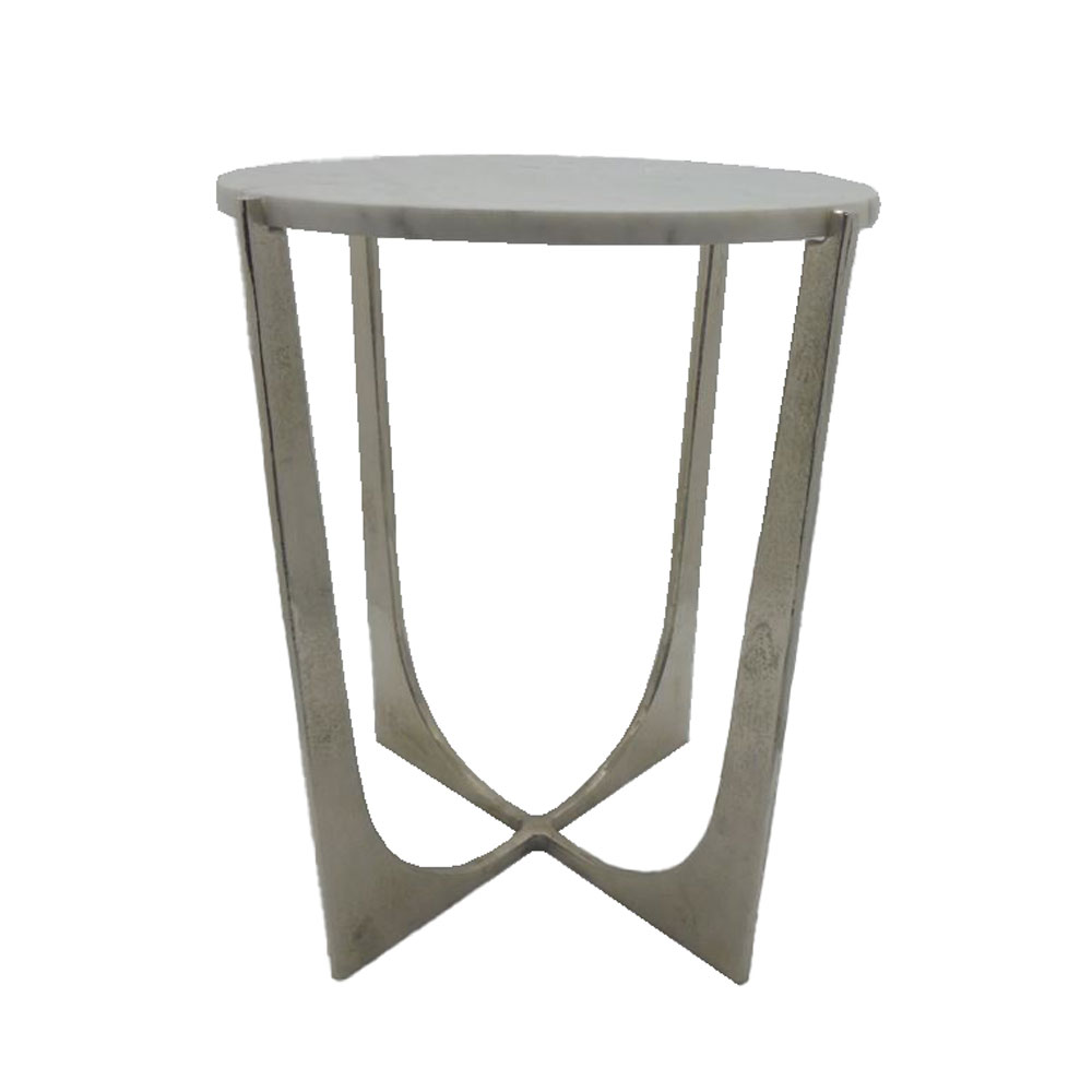 DION SIDE TABLE ΑΣΗΜΙ NICKEL ΛΕΥΚΟ 40.75x40.75x56