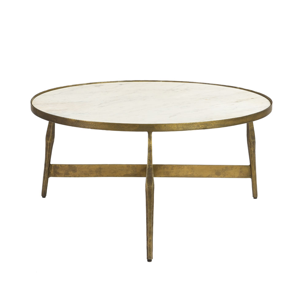 BLANCHE COFFEE TABLE ΛΕΥΚΟ BRASS ANTIQUE 81x81x41