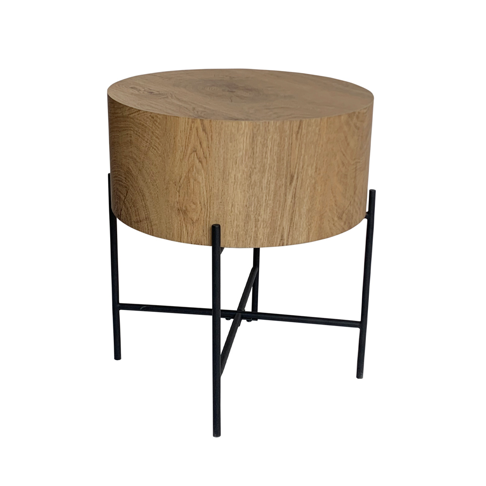 MADERA SIDE TABLE ΦΥΣΙΚΟ ΜΑΥΡΟ 45x45x45