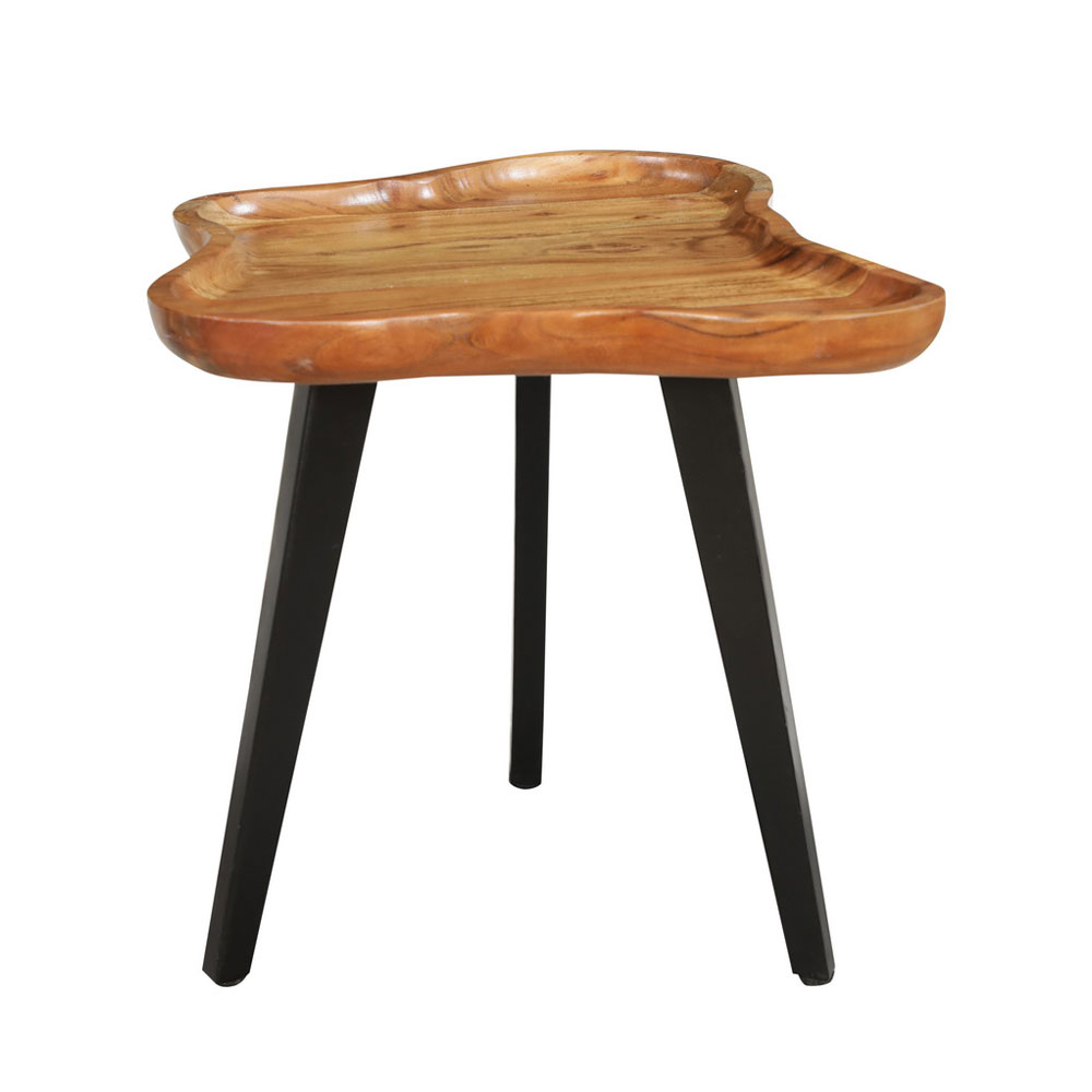 FLOW SIDE TABLE ΦΥΣΙΚΟ ΜΑΥΡΟ 60x56x51