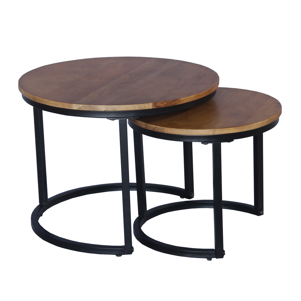 MATE COFFEE TABLE SET 2ΤΕΜ ΚΑΡΥΔΙ ΜΑΥΡΟ 54x54x42