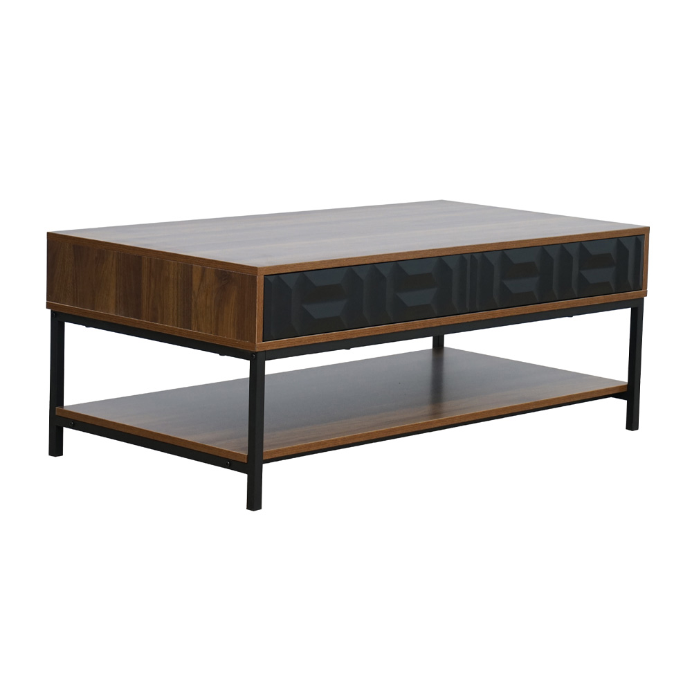 ZUMA COFFEE TABLE 2ΣΥΡΤΑΡΙΑ 3ΡΑΦΙΑ ΚΑΡΥΔΙ ΜΑΥΡΟ 111.5x60x44