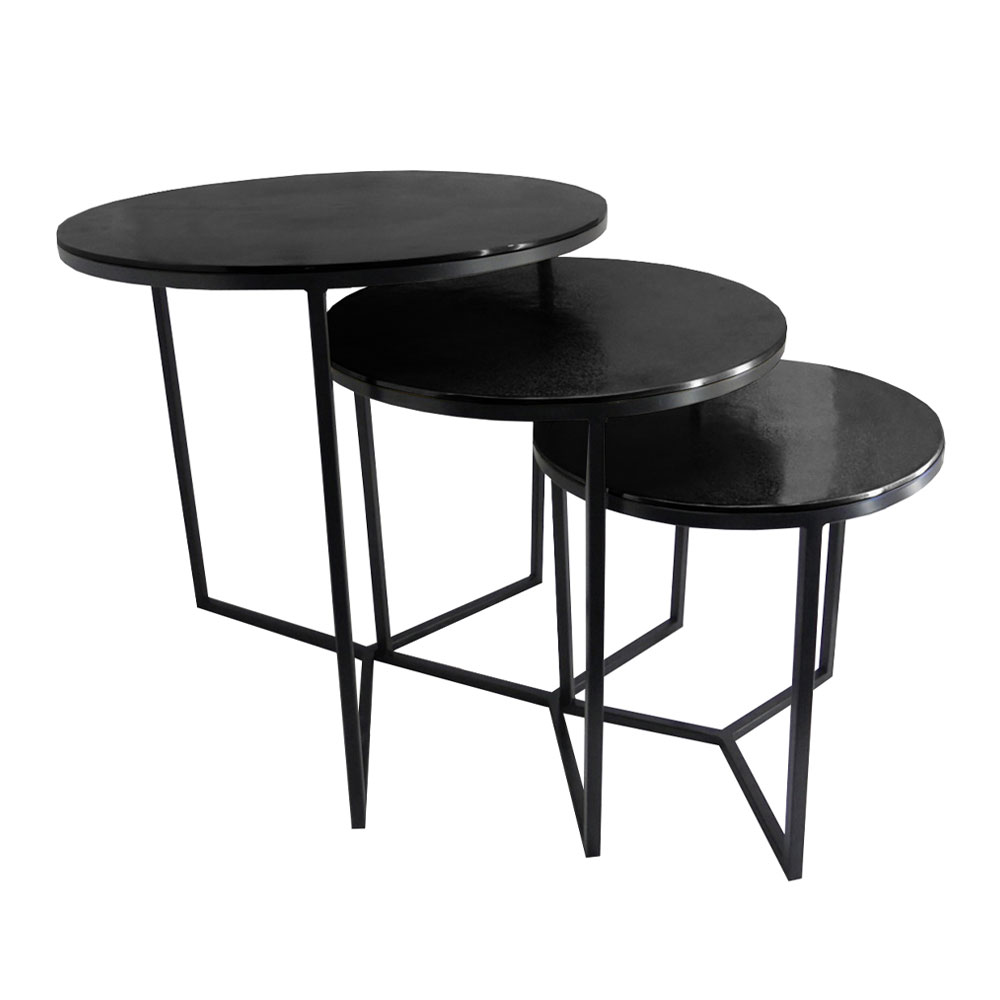 ALUIN SIDE TABLE SET 3ΤΜΧ ΜΑΥΡΟ 60x60x60