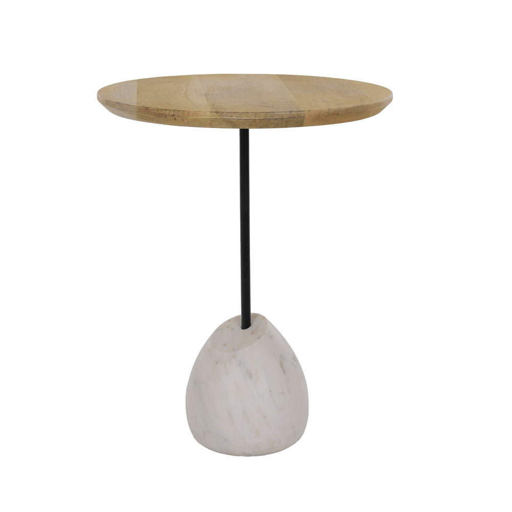 PILEA 46 SIDE TABLE ΦΥΣΙΚΟ ΛΕΥΚΟ 46x46x58