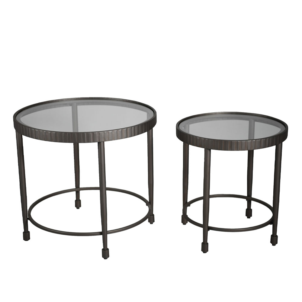 GRANAZ SIDE TABLE SET 2ΤΕΜ GUNMETAL 65x65x60