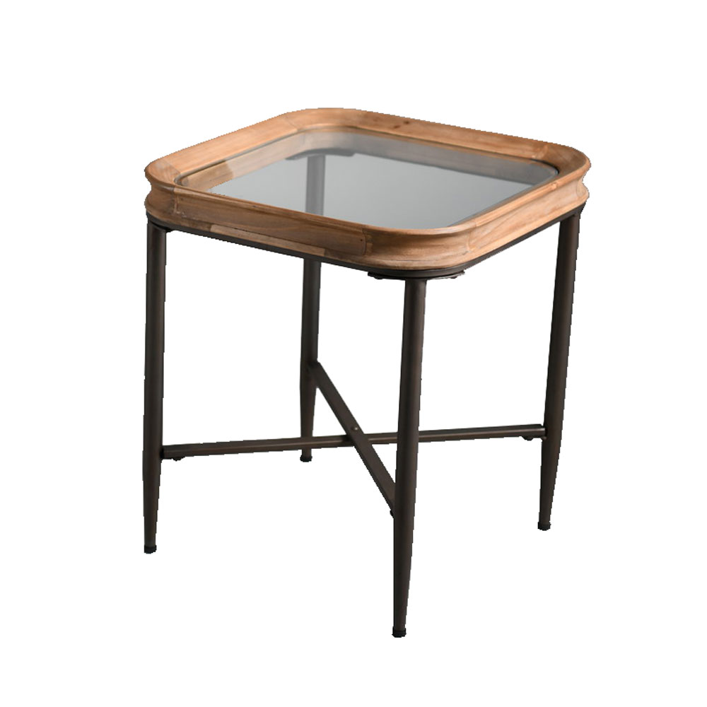 MARAIS SIDE TABLE ΦΥΣΙΚΟ ΜΑΥΡΟ 45x45x51.5