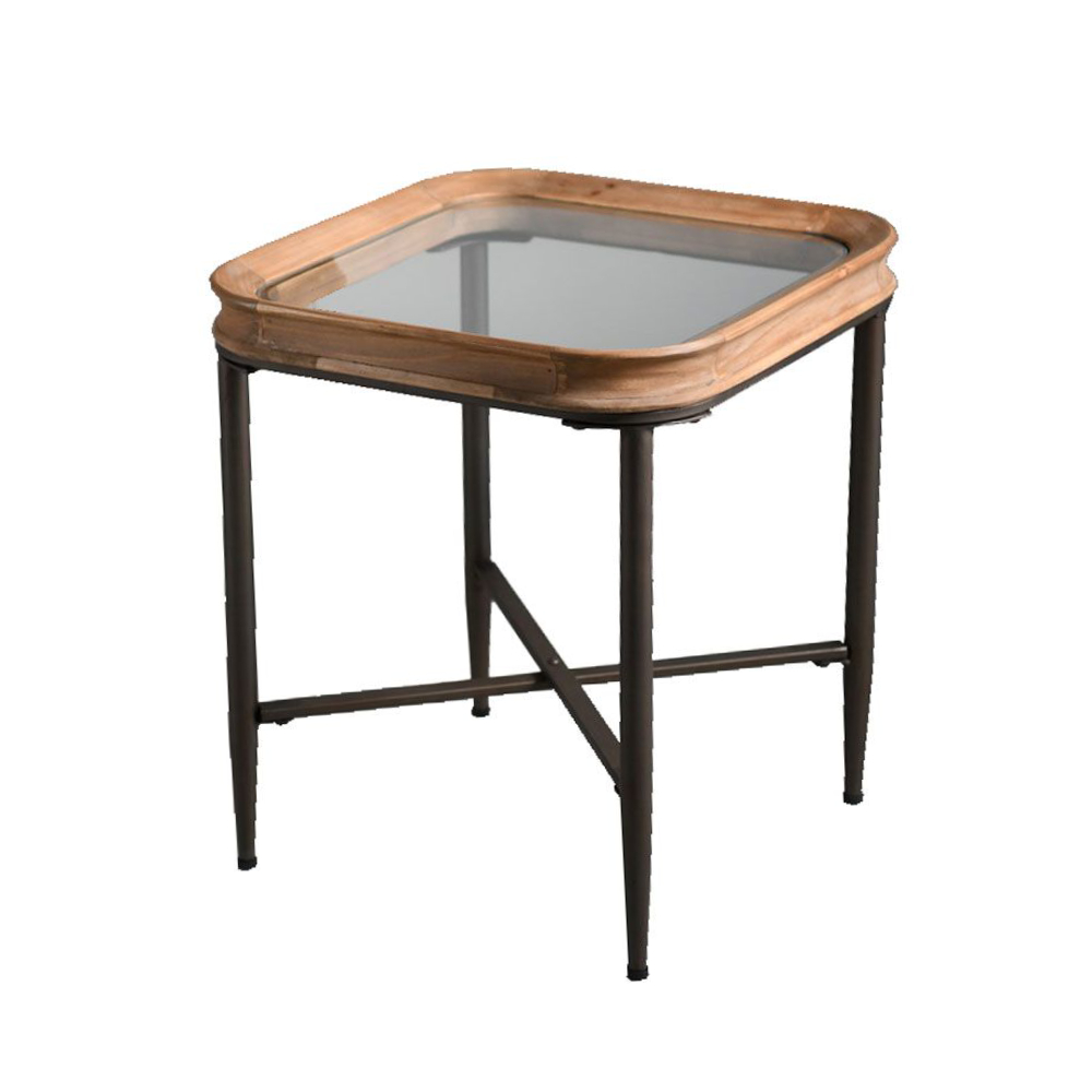 MARAIS SIDE TABLE ΦΥΣΙΚΟ ΜΑΥΡΟ 45x45x51.5cm
