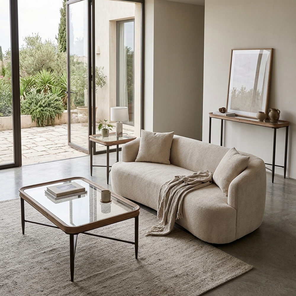 MARAIS SIDE TABLE ΦΥΣΙΚΟ ΜΑΥΡΟ 45x45x51.5cm
