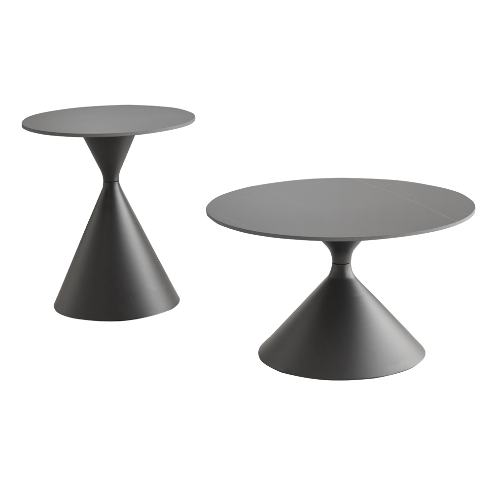 LAVA COFFEE TABLE SET 2ΤΕΜ ΜΑΥΡΟ ΜΑΥΡΟ 70x70x40cm