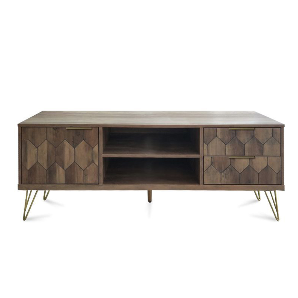 BRICK TV STAND 2ΠΟΡΤΕΣ ΚΑΡΥΔΙ ΜΕ PATTERN 130x39xH49,5cm