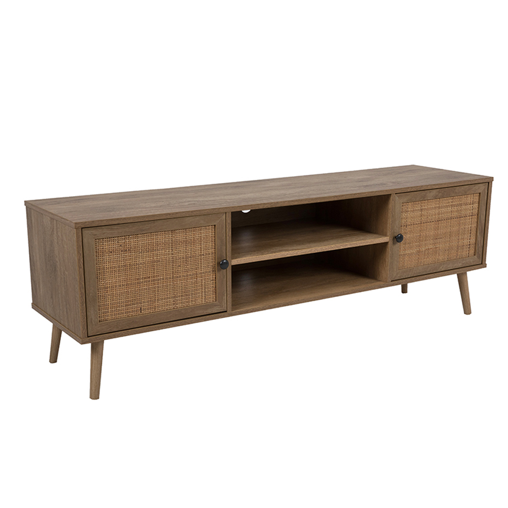 AMMOS TV STAND 2ΠΟΡΤΕΣ ΦΥΣΙΚΟ ΜΕ RATTAN 150x39x49