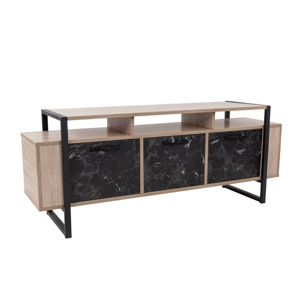 WAGON TV STAND SONOMA ΜΑΥΡΟ ΠΕΤΡΑ 150x40x60