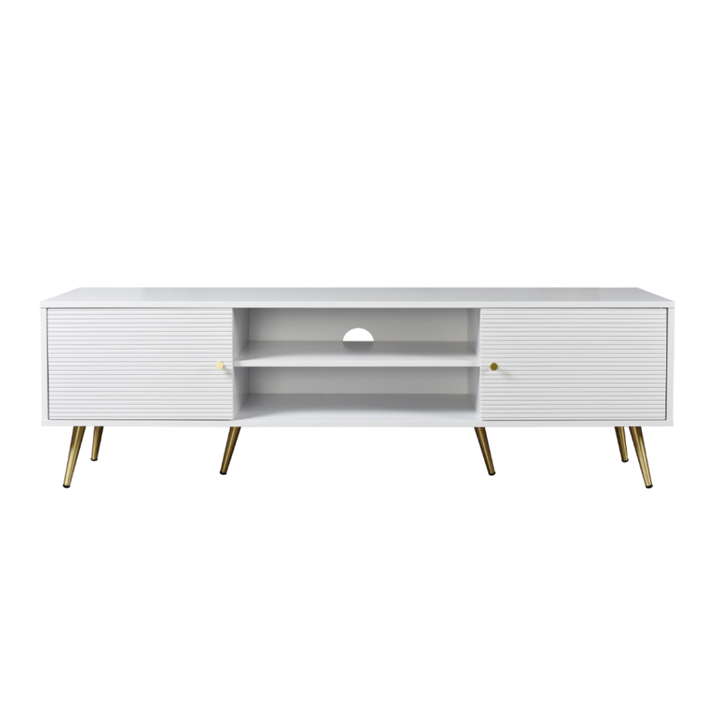 ZIZEL TV STAND 2ΠΟΡΤΕΣ ΛΕΥΚΟ ΜΕ PATTERN ΧΡΥΣΟ 160x39x49