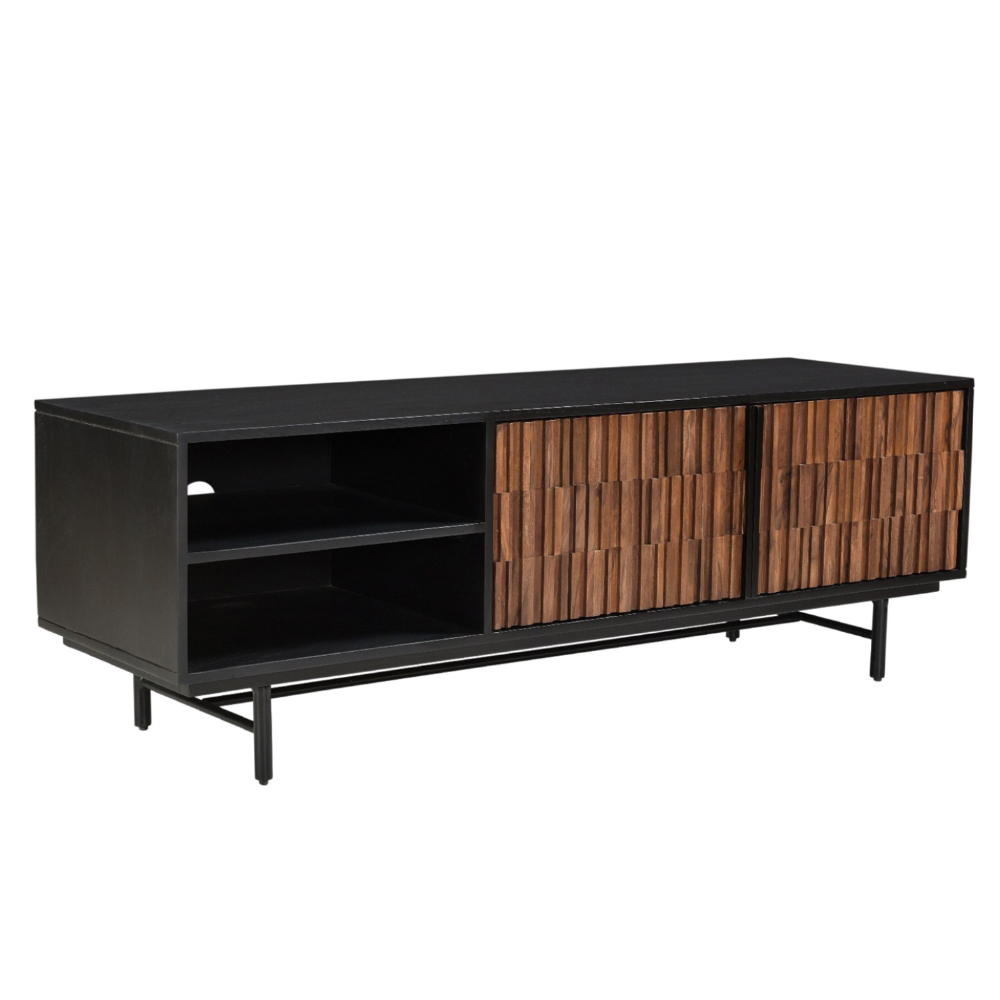 JENGA TV STAND 2ΠΟΡΤΕΣ ΜΑΥΡΟ ΚΑΡΥΔΙ 150x40x50