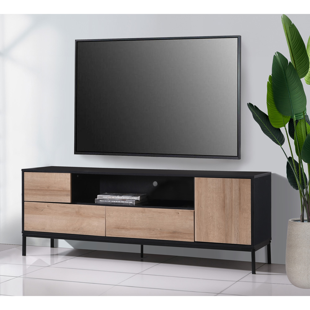 Έπιπλο τηλεόρασης - Riviera Oak & μαύρο 160x40.5x58 εκ. | Blackbird