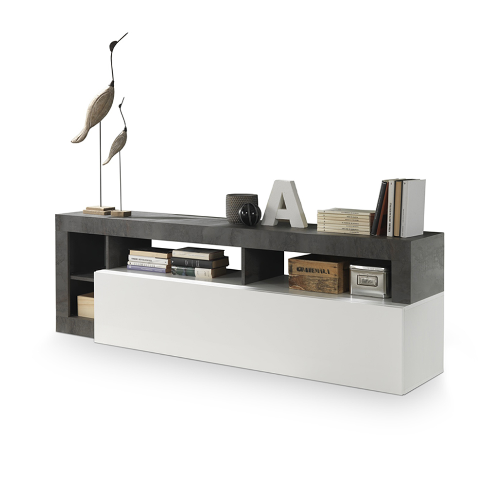 FELINI TV STAND 1ΠΟΡΤΑ ΛΕΥΚΟ OXIDE BETON 184x45xH58cm