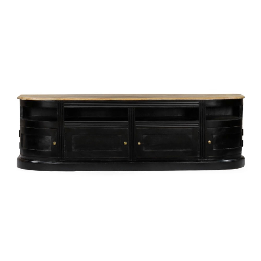 FRANCESA TV STAND 4ΠΟΡΤΕΣ ΜΑΥΡΟ ΦΥΣΙΚΟ 175x42x60cm