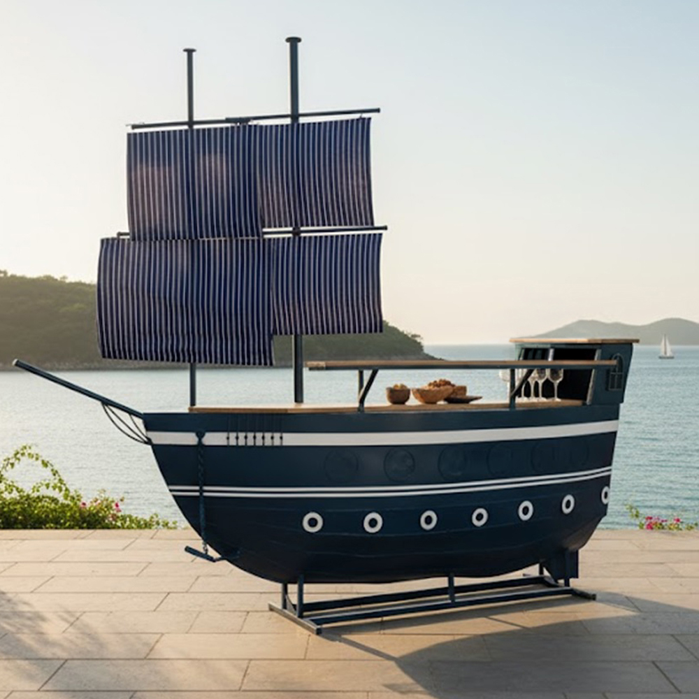 Κονσόλα μπαρ - Μπλε, λευκό & φυσικό 276x76x236 εκ. | Le Bateau