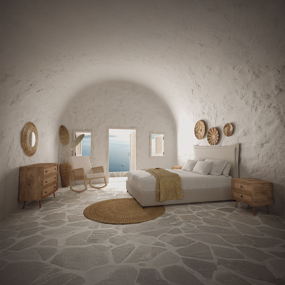 AMMOS ΚΟΜΟΤΑ 3ΣΥΡΤΑΡΙΑ ΦΥΣΙΚΟ ΜΕ RATTAN 90x39x79cm